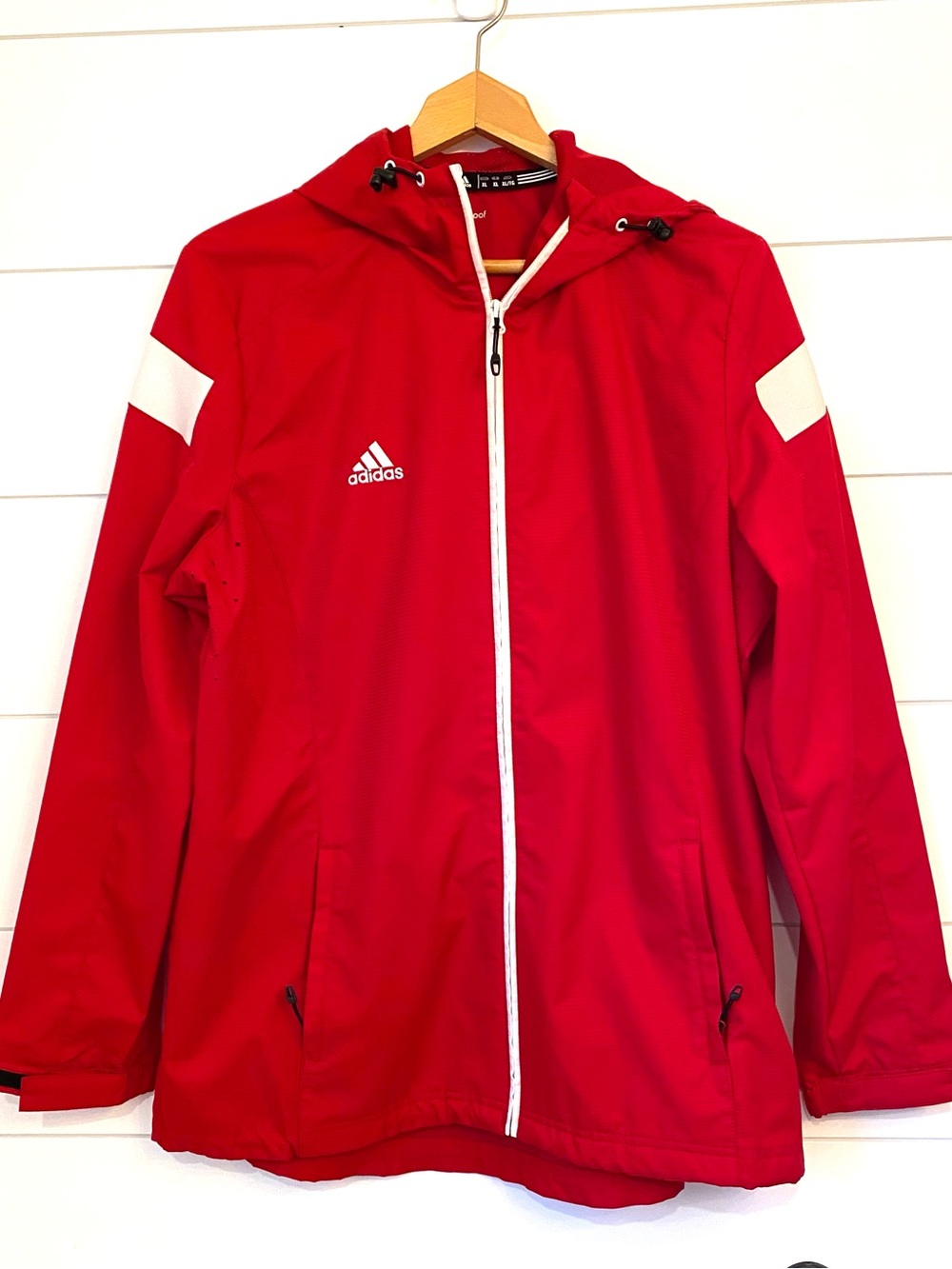adidas Red Climaproof Athletic Jacket with White Branding (size XL)